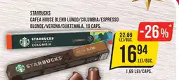 STARBUCKS Cafea house blend lungo/columbia/espresso blonde/verona/guatemala