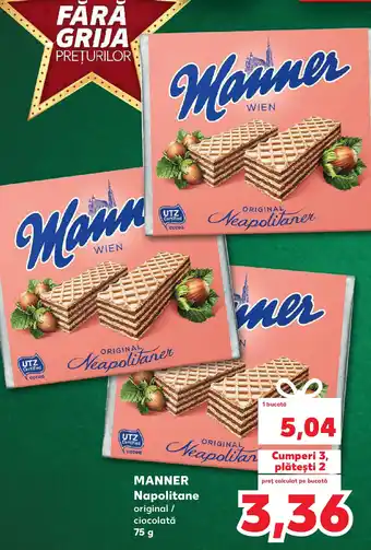 Kaufland MANNER Napolitane original/ ciocolată Ofertă