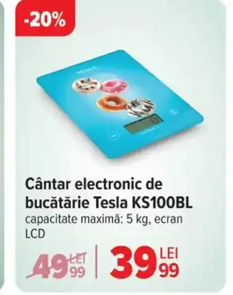 Carrefour Cântar electronic de bucătărie Tesla KS100BL Ofertă