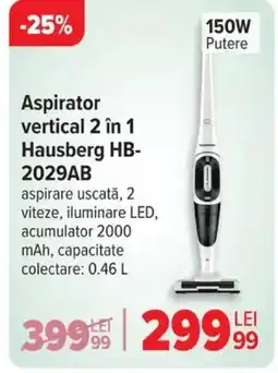 Carrefour Aspirator vertical 2 în 1 Hausberg HB-2029AB Ofertă