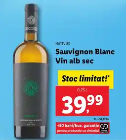 Lidl NATIVUS Sauvignon Blanc Vin alb sec Ofertă