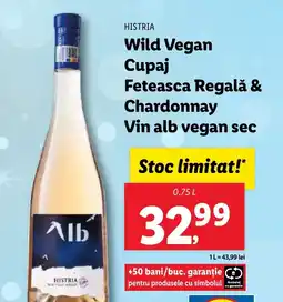 Lidl HISTRIA Wild Vegan Cupaj Feteasca Regală & Chardonnay Vin alb vegan sec Ofertă