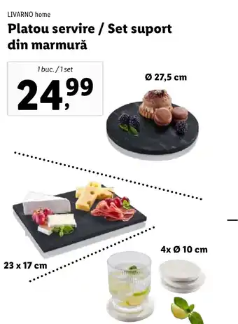 Lidl LIVARNO home Platou servire / Set suport din marmură Ofertă