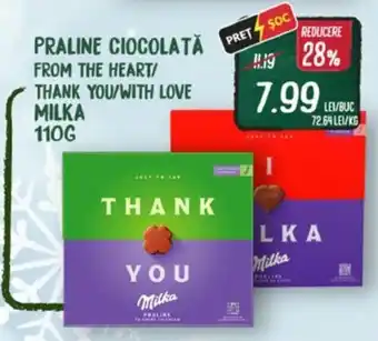 Diana Supermarket Praline ciocolata from the heart/ thank you/with love MILKA Ofertă