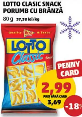 Penny LOTTO Clasic snack porumb cu brânză Ofertă