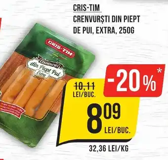 Mega Image CRIS-TIM Crenvurști din piept de pui, extra Ofertă