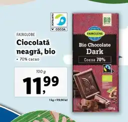 Lidl FAIRGLOBE Ciocolată neagră, bio Ofertă