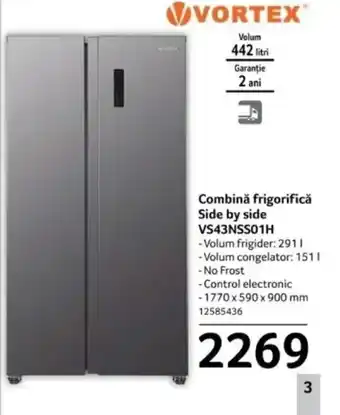 Selgros Combinǎ frigorifică Side by side VS43NSS01H Ofertă