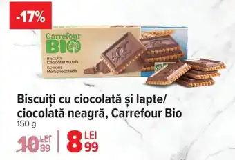 Carrefour Biscuiți cu ciocolată şi lapte/ ciocolată neagră, Carrefour Bio Ofertă