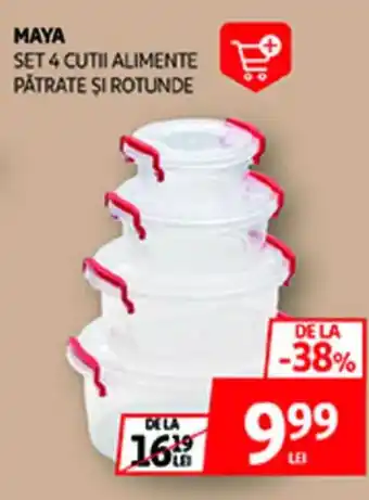 Auchan Maya set 4 cutii alimente pătrate şi rotunde Ofertă