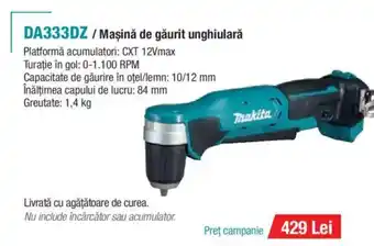 Makita MAKITA DA333DZ/Maşină de găurit unghiulară Ofertă