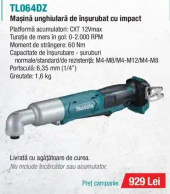 Makita MAKITA TL064DZ Maşină unghiulară de înşurubat cu impact Ofertă