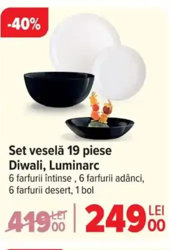 Carrefour Set veselǎ 19 piese Diwali, Luminarc Ofertă