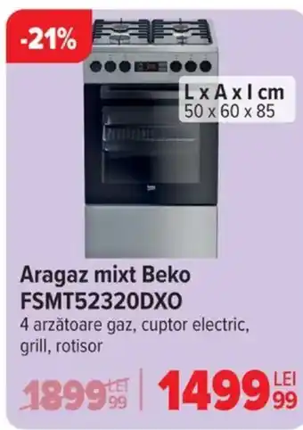 Carrefour Aragaz mixt Beko FSMT52320DXO Ofertă