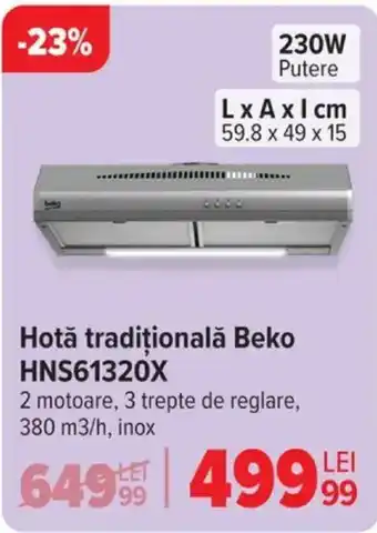 Carrefour Hotă tradiţională Beko HNS61320X Ofertă