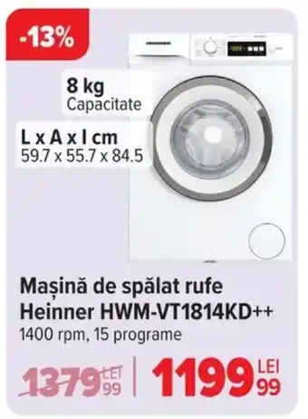 Carrefour Maşină de spălat rufe Heinner HWM-VT1814KD++ Ofertă