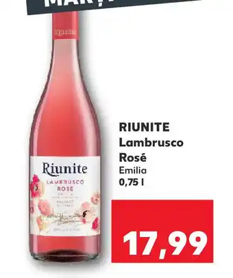 Kaufland RIUNITE Lambrusco Rosé Ofertă