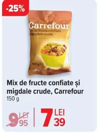 Carrefour Mix de fructe confiate și migdale crude, Carrefour Ofertă