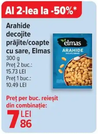 Carrefour Arahide decojite prăjite/coapte cu sare, Elmas Ofertă