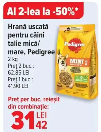 Carrefour Hrană uscată pentru câini talie mică/ mare, Pedigree Ofertă