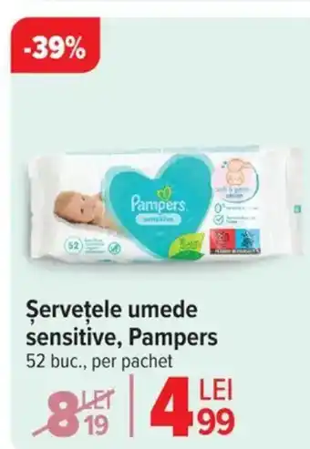 Carrefour Şerveţele umede sensitive, Pampers Ofertă