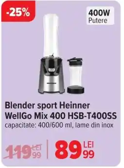 Carrefour Blender sport Heinner WellGo Mix 400 HSB-T400SS Ofertă