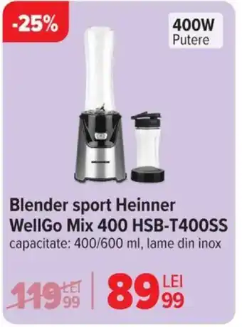 Carrefour Blender sport Heinner WellGo Mix 400 HSB-T400SS Ofertă