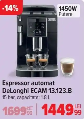 Carrefour Espressor automat DeLonghi ECAM 13.123.B Ofertă