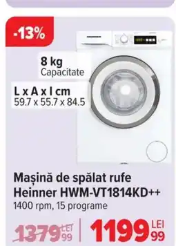 Carrefour Maşină de spălat rufe Heinner HWM-VT1814KD++ Ofertă