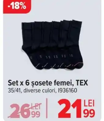 Carrefour Set x 6 şosete femei, TEX Ofertă