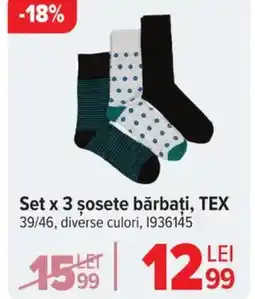 Carrefour Set x 3 şosete bărbați, TEX Ofertă