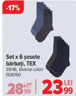 Carrefour Set x 6 şosete bărbați, TEX Ofertă