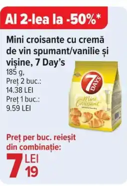 Carrefour Market Mini croisante cu cremă de vin spumant/vanilie și visine, 7 Day's Ofertă