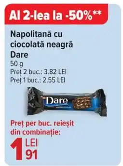 Carrefour Market Napolitană cu ciocolată neagră Dare Ofertă