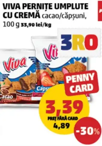 Penny Viva pernițe umplute cu cremă cacao/căpşuni Ofertă