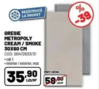 Ambient Gresie metropoly cream/smoke Ofertă