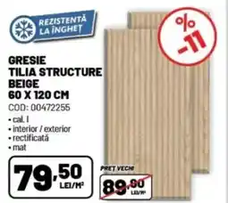 Ambient Gresie tilia structure beige Ofertă