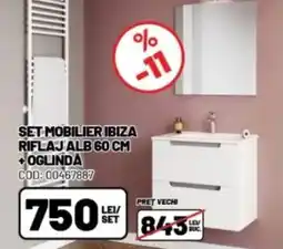 Ambient Set mobilier ibiza riflaj alb + oglinda Ofertă