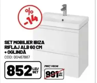 Ambient Set mobilier ibiza riflaj alb + oglindă Ofertă