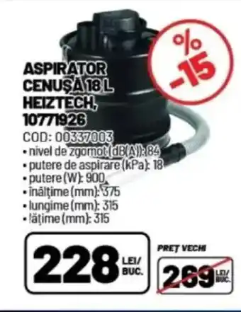 Ambient Aspirator cenuşa 18 l heiztech, 10771926 Ofertă