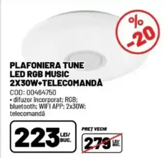 Ambient Plafoniera tune led rgb music 2x30w+telecomandă Ofertă