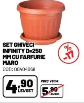 Ambient Set ghiveci infinity d=250 mm cu farfurie maro Ofertă