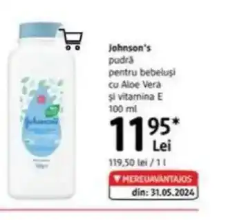 DM Johnson's pudră pentru bebeluşi cu Aloe Vera şi vitamina E Ofertă