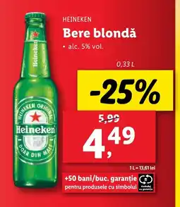 Lidl HEINEKEN Bere blondǎ Ofertă