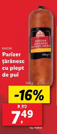 Lidl BARONI Parizer ţărănesc cu piept de pui Ofertă