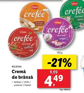 Lidl MILBONA Cremă de brânză Ofertă