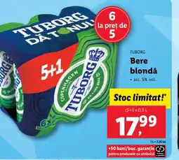 Lidl TUBORG Bere blondă Ofertă