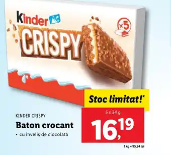 Lidl KINDER CRISPY Baton crocant Ofertă