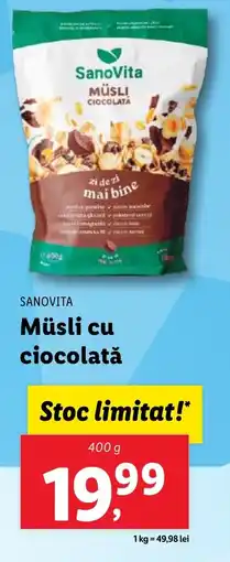 Lidl SANOVITA Müsli cu ciocolată Ofertă