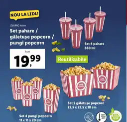 Lidl LIVARNO home Set pahare/ gǎletuşe popcorn/ pungi popcorn Ofertă